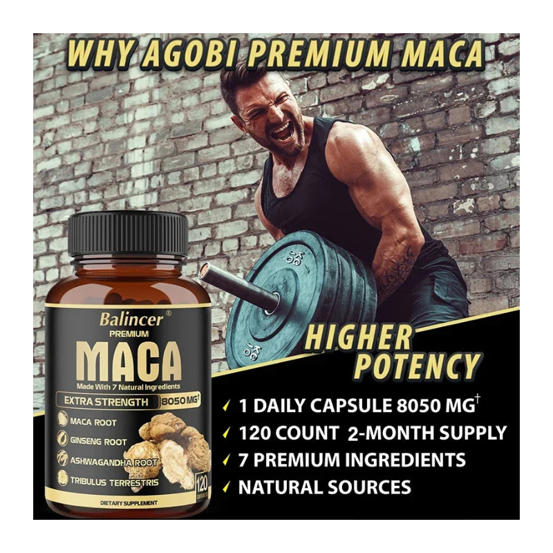 Suplemento de raíz de maca para energía, resistencia y vitalidad diaria: apoyo adaptógeno natural
