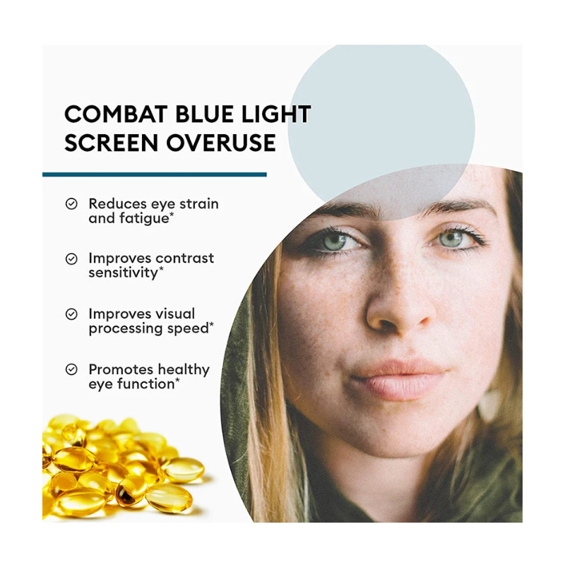 Suplemento vitamínico y de apoyo visual para los ojos: protección contra la luz azul, claridad visual y bienestar ocular. Fórmula diaria para la salud ocular.