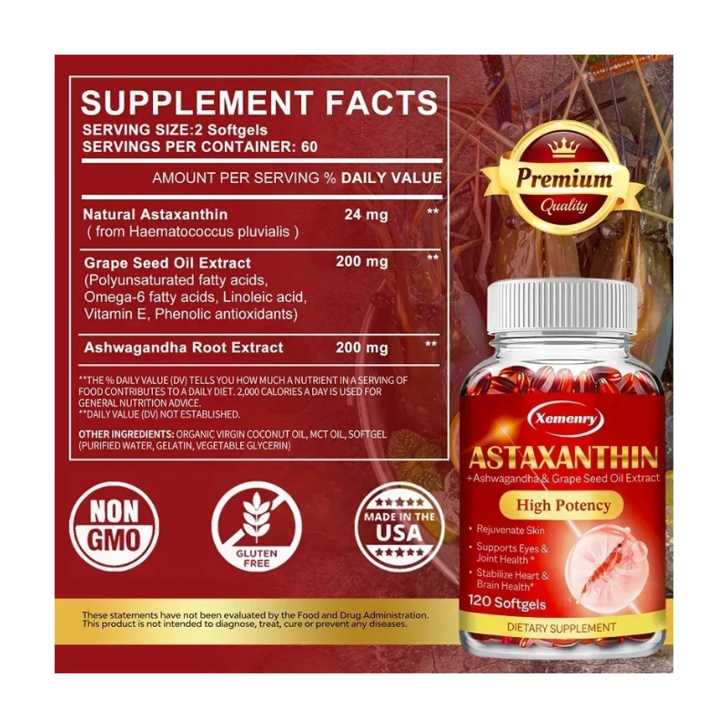 Cápsulas blandas de astaxantina con antioxidantes avanzados y protección celular