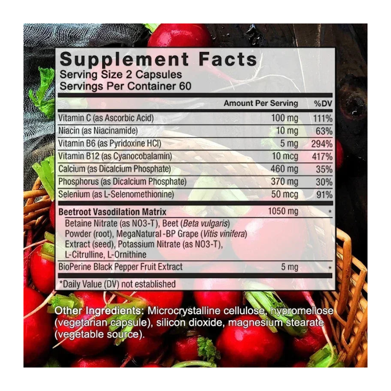 Suplemento de remolacha para favorecer la circulación, aumentar la energía y la resistencia.