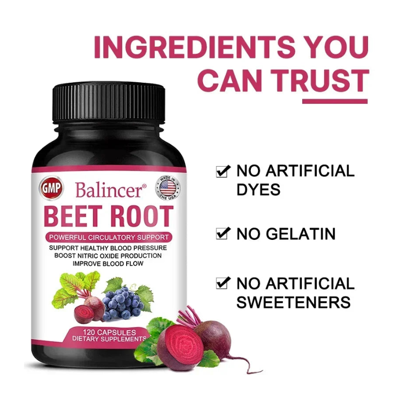 Suplemento de remolacha para favorecer la circulación, aumentar la energía y la resistencia.